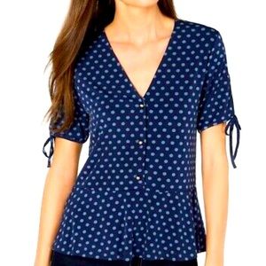 Michael Kors blue polka dot blouse